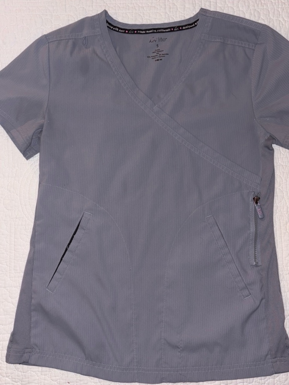 koi Lite Women's Scrub Top in Light Gray